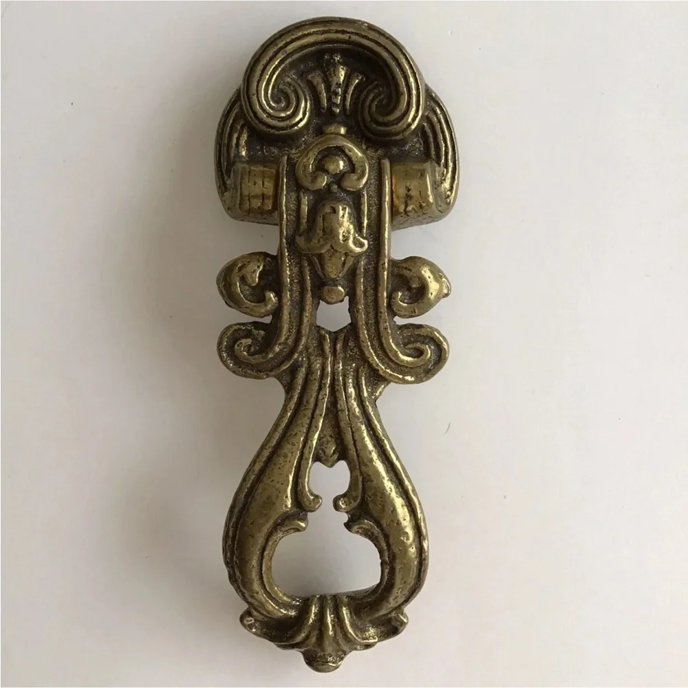 Brass Door Knocker 8 1/2” Byzantine Style Burnished Scroll Ornate Heavy Vintage - Picture 1 of 12
